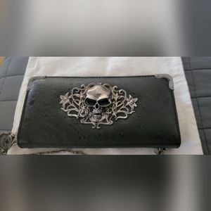 Skull black wallet/wristlet